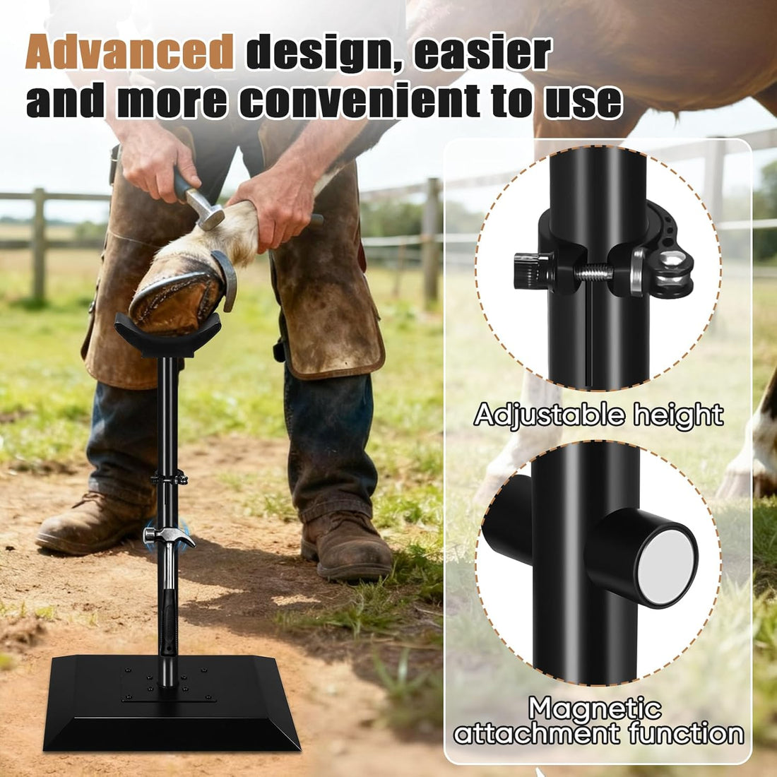 CAROD Professional Farrier Tool-Height Adjustable Metal Hoof Stand