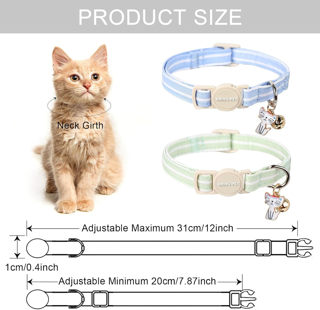 ARING PET Breakaway Cat Collars with Bell & Pendant, Set of Two