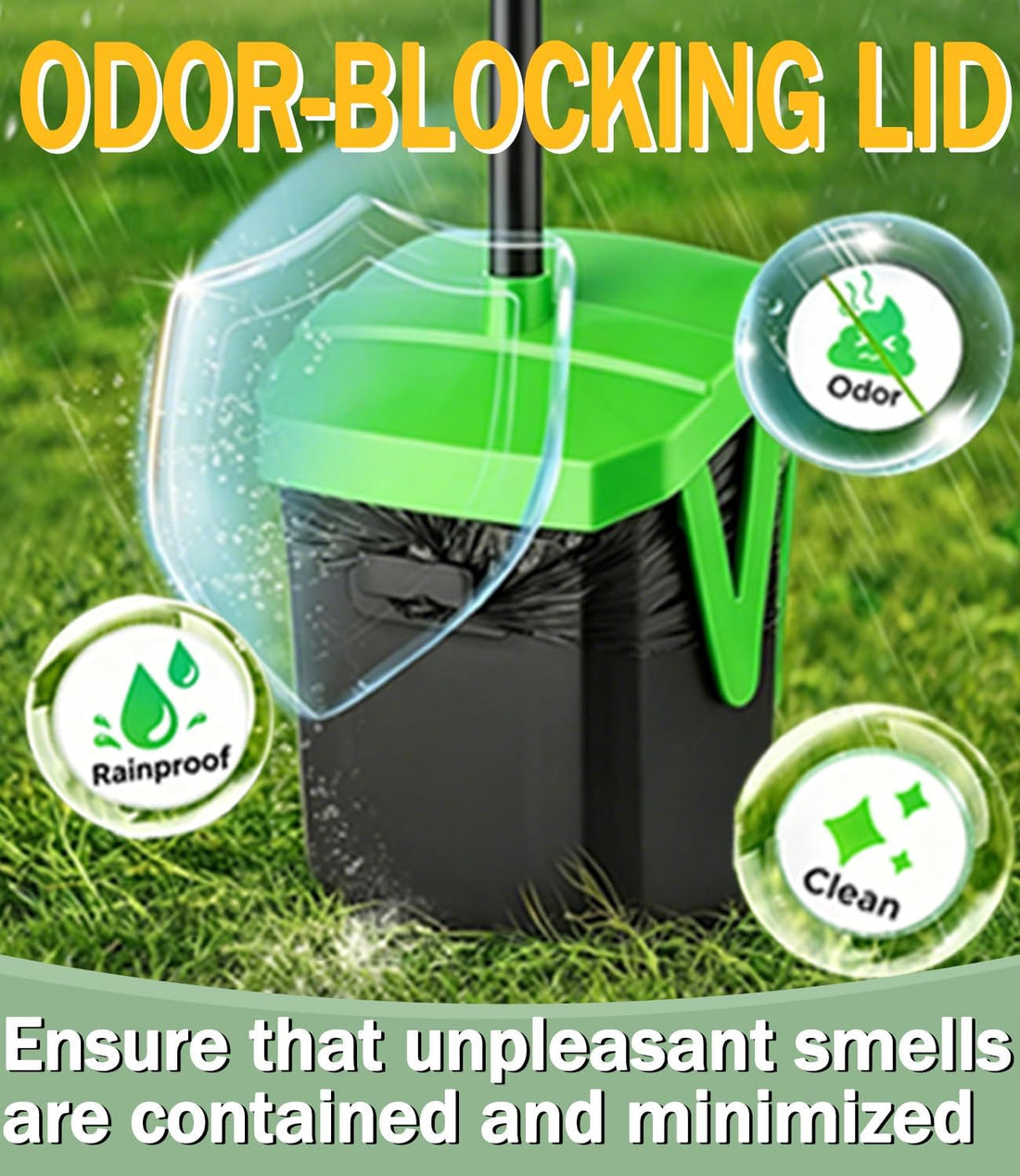 FUSBUNTY Pooper Scooper Swivel Bin & Rake with 100 Waste Bags