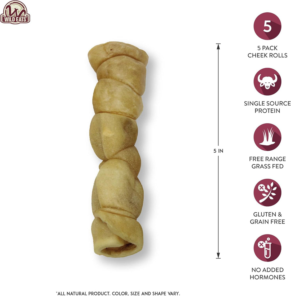 Wild Eats Water Buffalo Retriever Style Cheek Roll Dog Chews