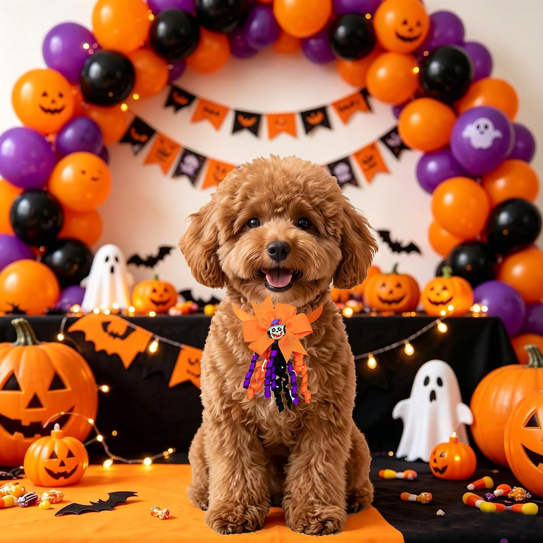 16Pcs Halloween Dog Bow Tie for Small Medium Dogs