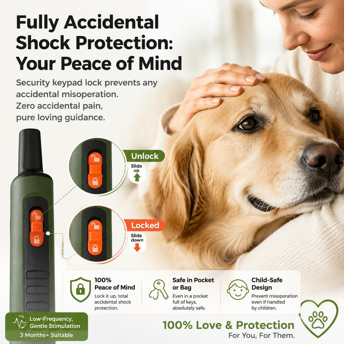 Training Collar for Dogs with Remote Control, Green