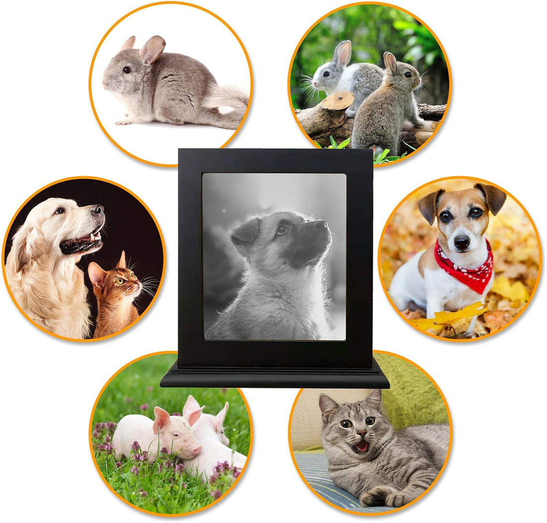 Pet Wood Memorial Urn for Ashes,Photo Frame Keepsake Box for Cats