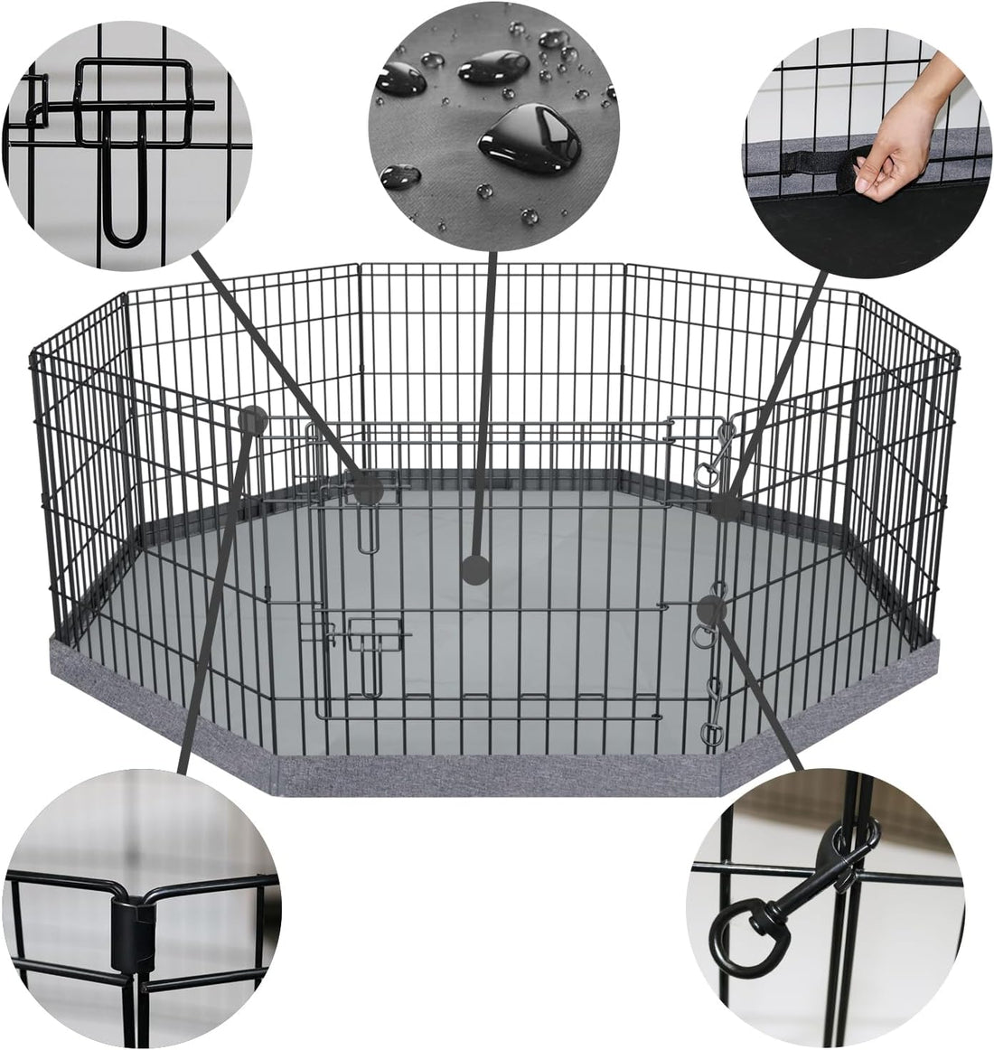 PETIME Foldable Metal Dog Exercise Pen/Pet Puppy Playpen Kennels Yard