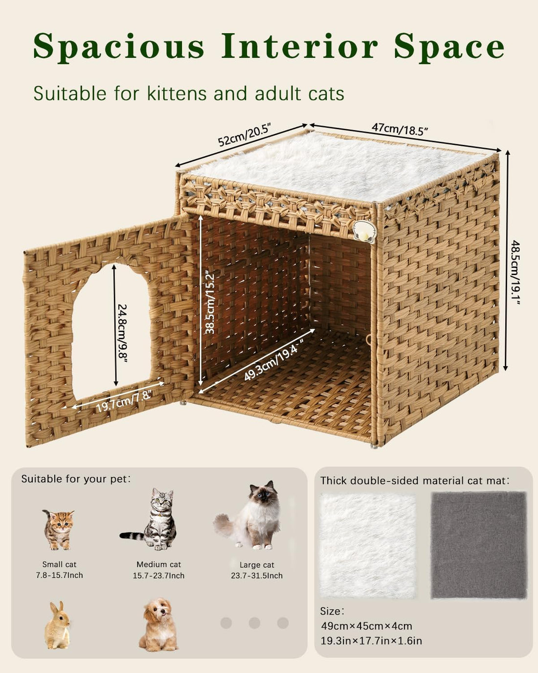 SETVSON Cat Beds for Indoor Cats Extra Large Double Cat Cave