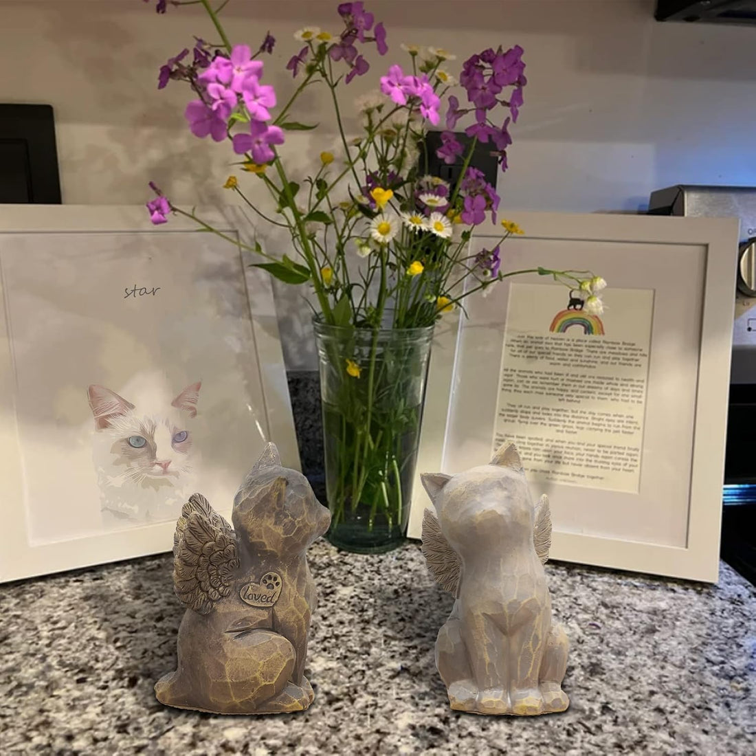 Tsyulog Cat Angel Memorial Figurine, Gray