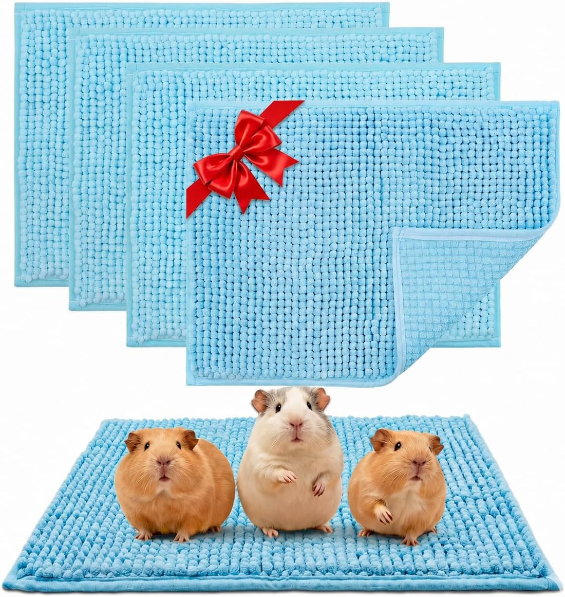 Guinea Pig Cage Liner, 4 PCS Washable Guinea Pig Bedding Fleece Mat