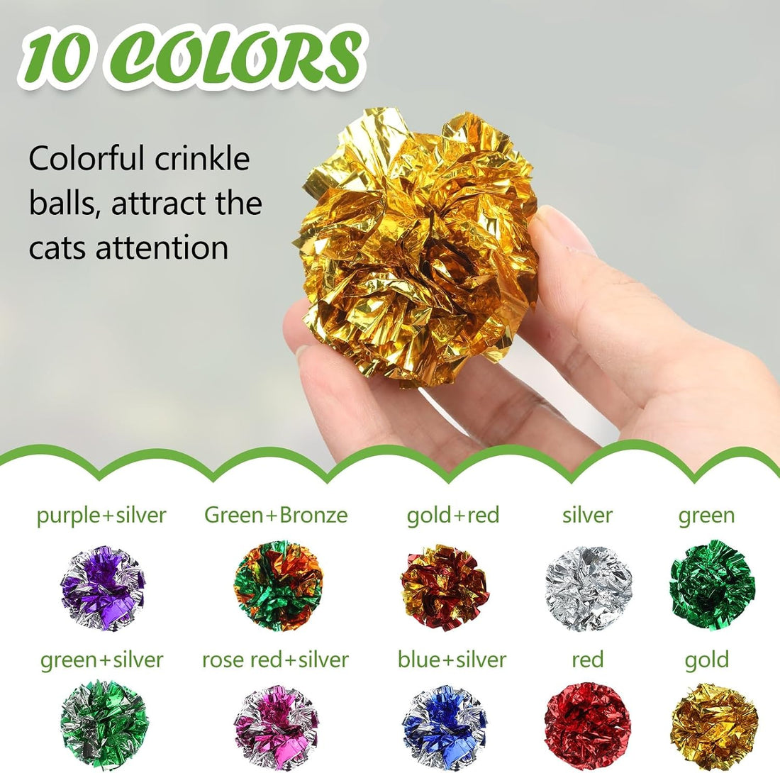 Silkfly 30 Pcs Polyester Film Crinkle Balls Cat Toys 2.36"