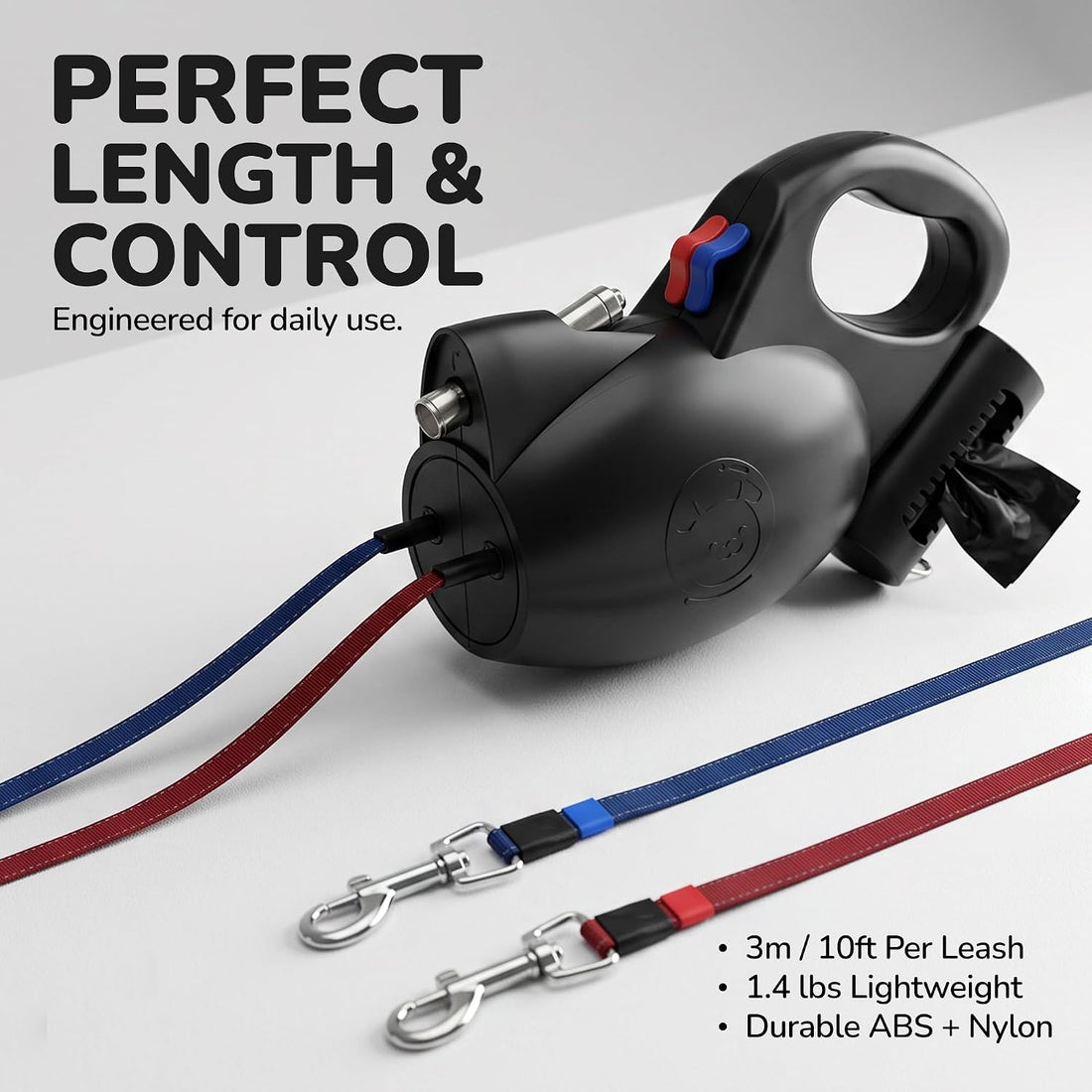 360° Tangle-Free Strong Dual Retractable Dogs Leash