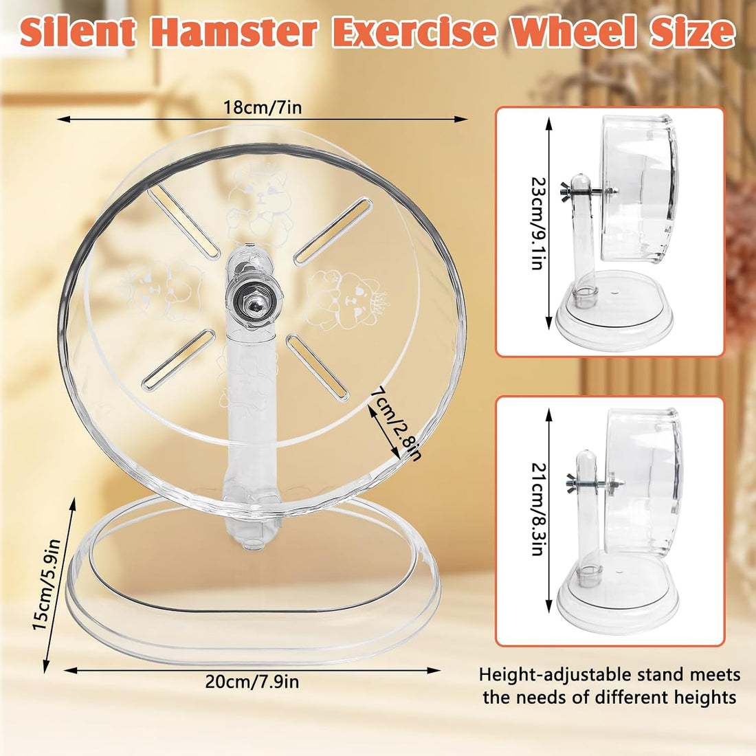 Hamiledyi Silent Hamster Wheel 9.4 Inch Small Animals Running