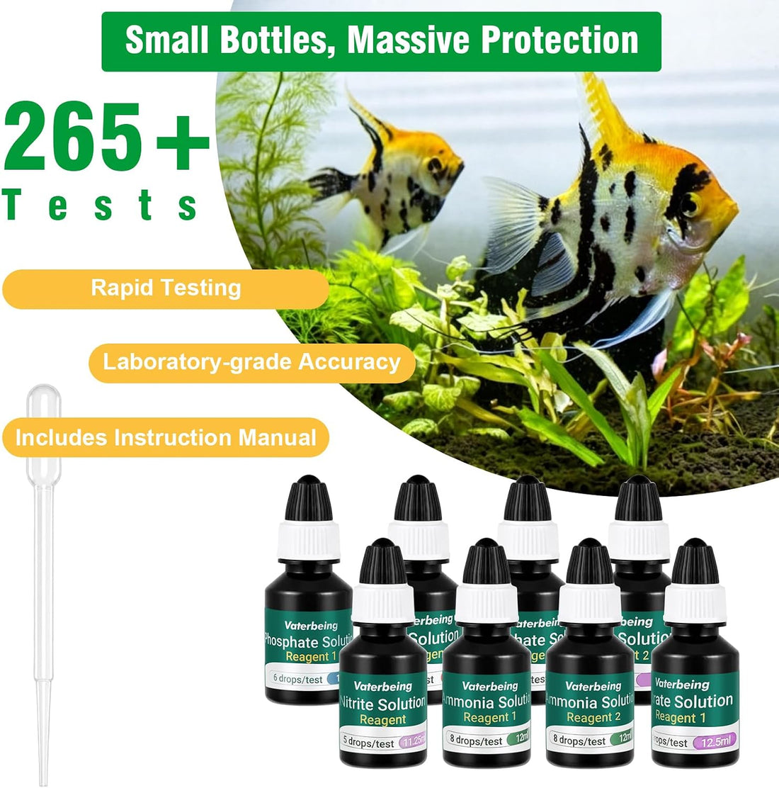 5 in 1 Aquarium Water Master Test Kit, Fish Tank Testing Kit