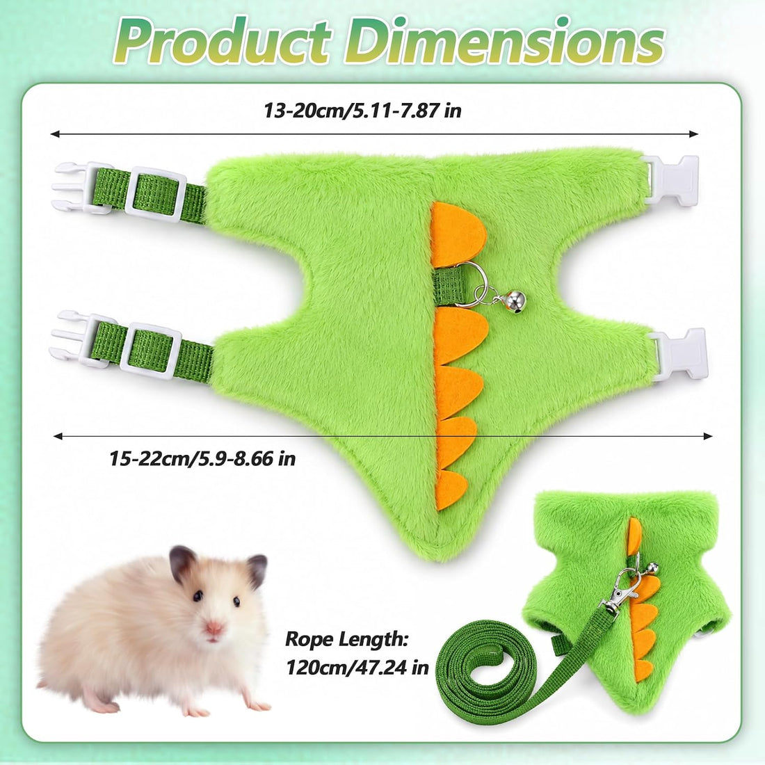 2 Pcs Hamster Harness,Green Guinea Pig Leash