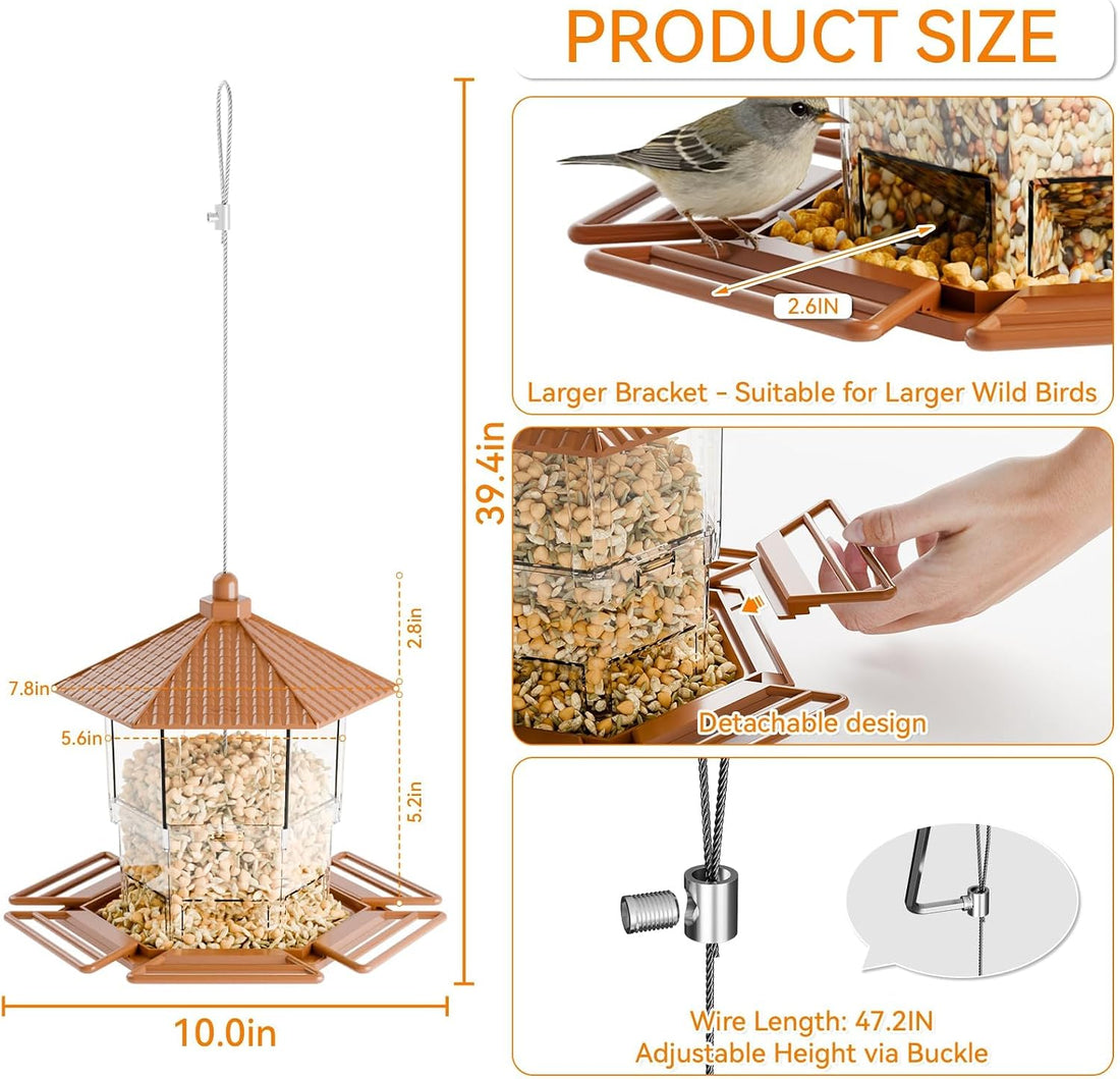 Yieach Hanging Bird Feeder for Outdoors,Large Hopper Squirrel Proof