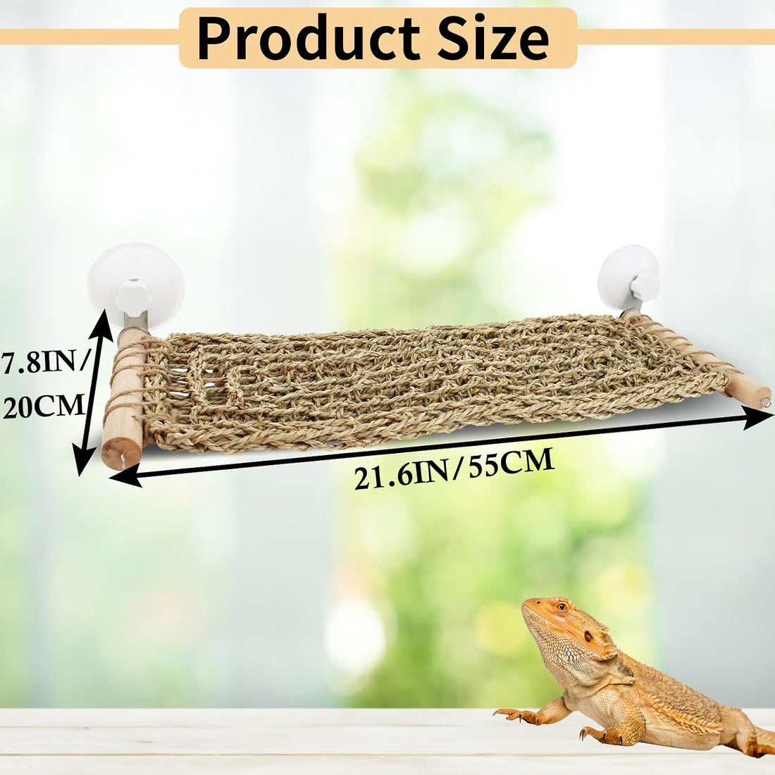 FlidRunest 21.6 x 7.8 in Seagrass Bearded Dragon Hammock for Window