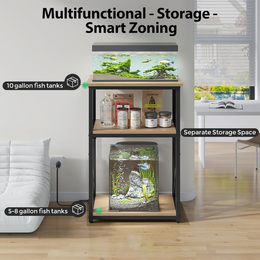 HavenlyYouth 10 Gallon Fish Tank Stand with Power Outlet