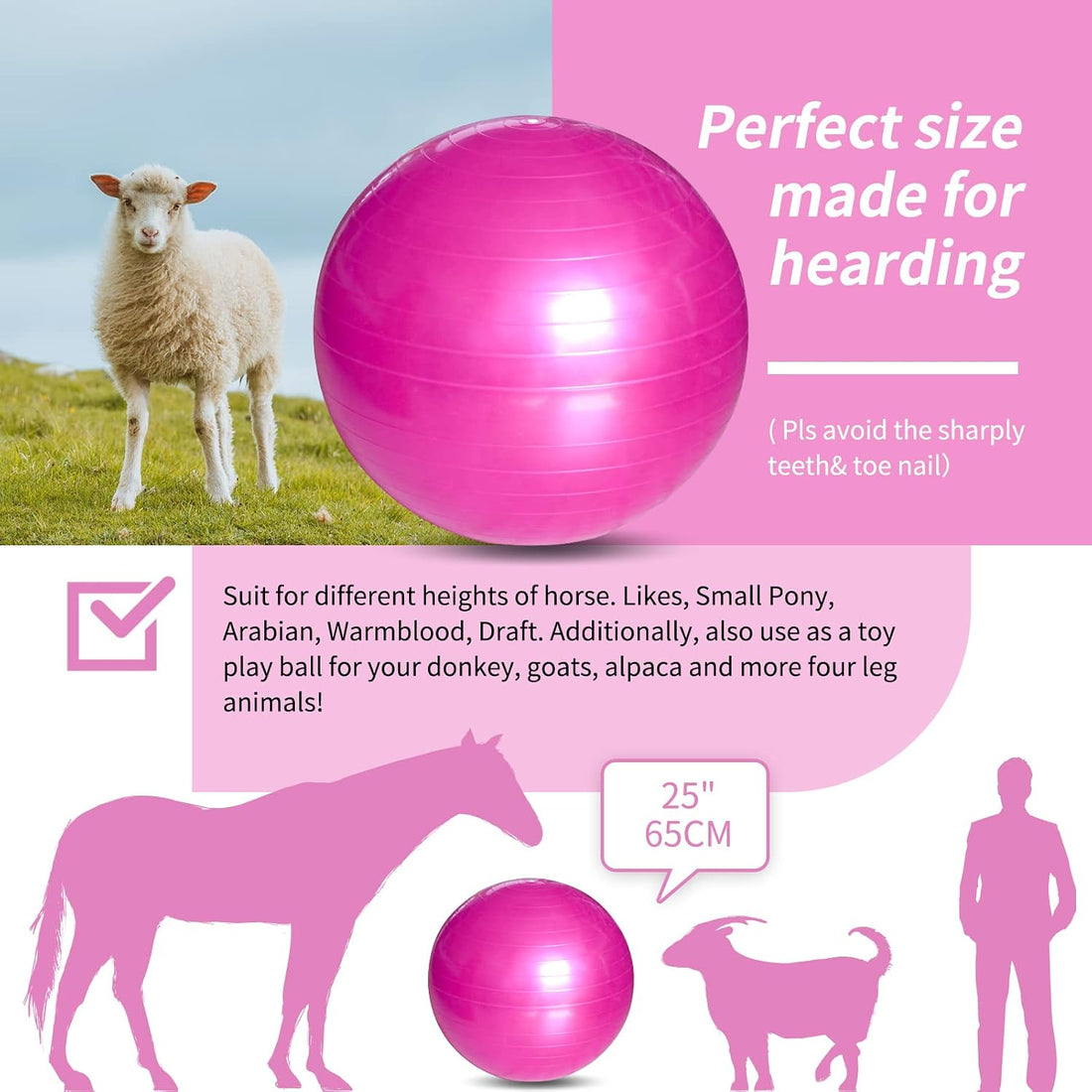 17 Inch Horse Play Balls Anti-Burst Herding Ball for Horse Mega