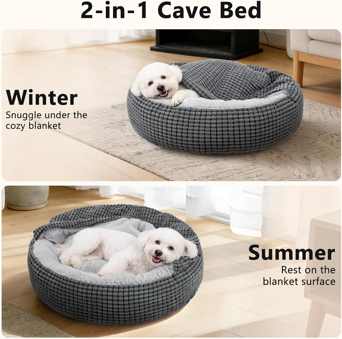 Small Dog Bed with Attached Blanket
