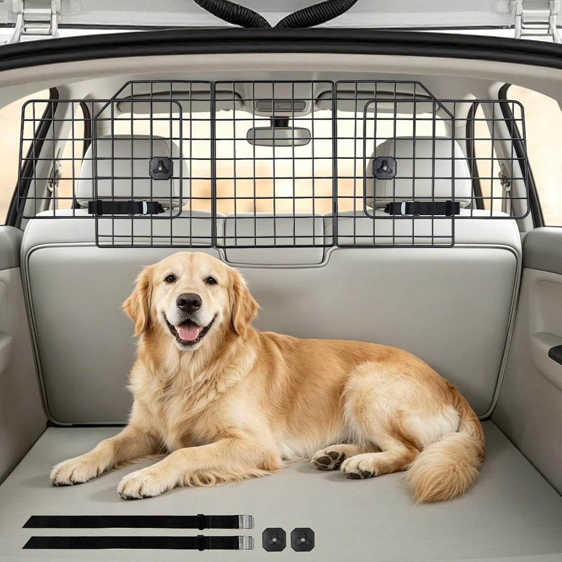 rabbitgoo Dog Car Barrier for SUVs, Adjustable Large Pet Gate