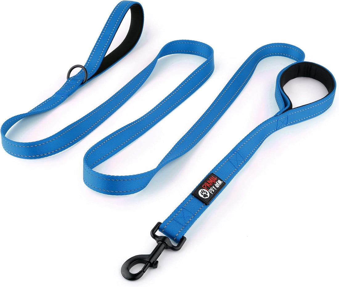 Primal Pet Gear Dog Leash 8ft Long - Blue - Traffic Padded Two Handle