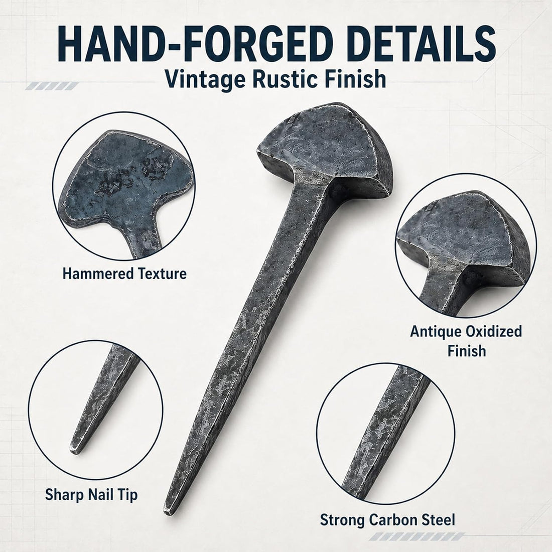 20 Pcs Horseshoe Nails 2'' Wrought Head Horseshoe Iron Nails