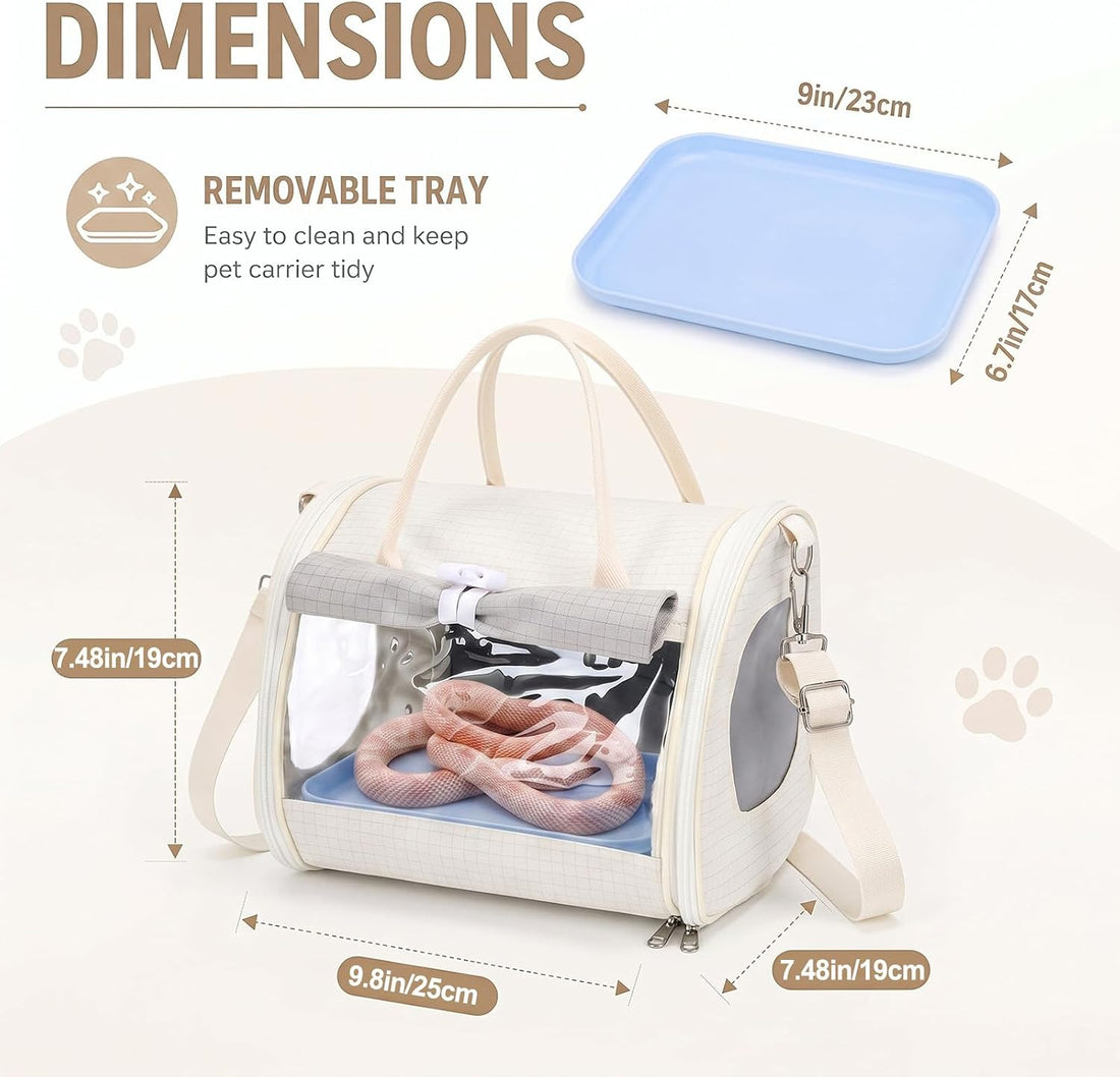 Eccliy Bearded Dragon Travel Carrier Reptile Bag with Flexible Light