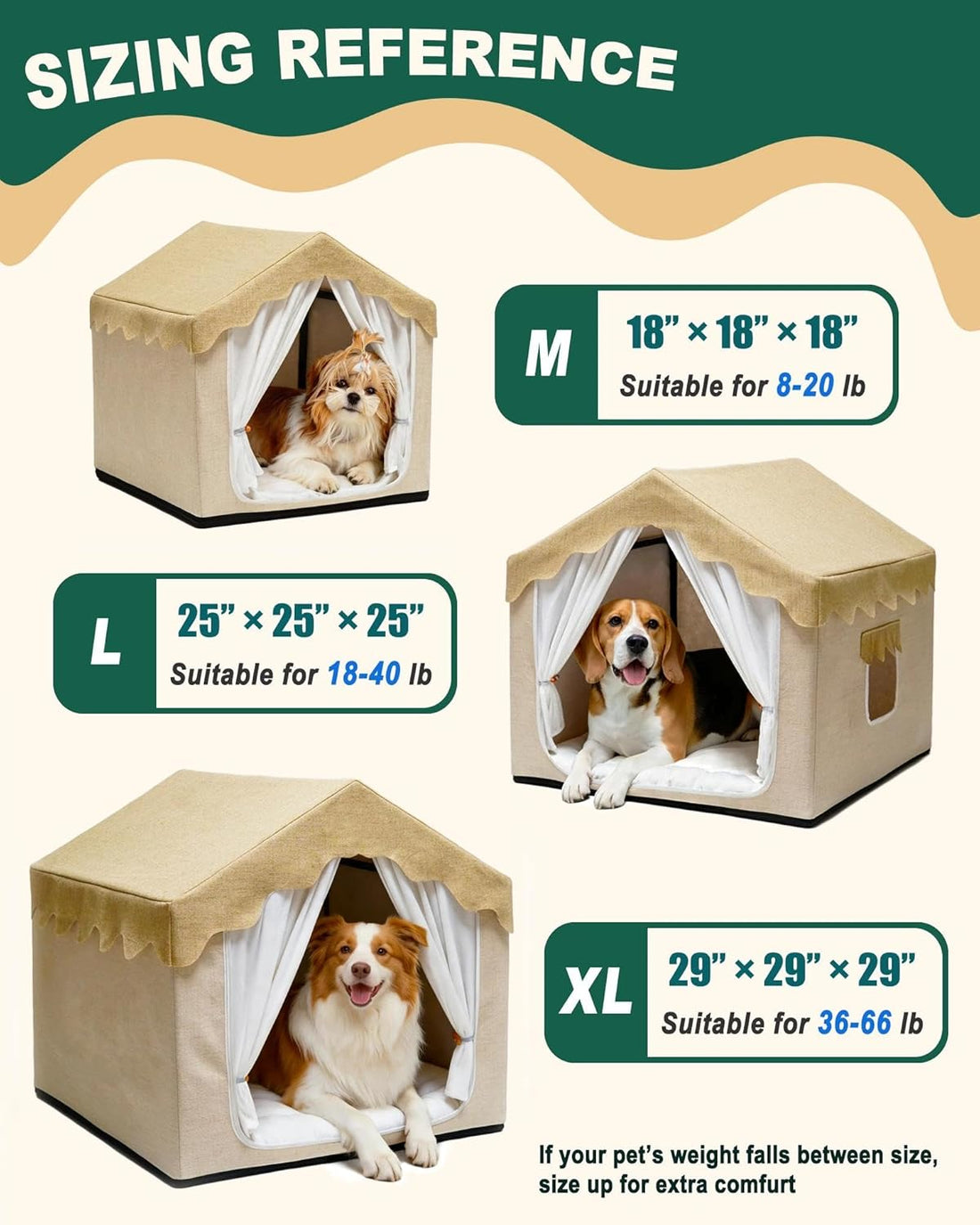 Boho Dog House Indoor, Soft Cozy Dog Cave for Medium & Large Dogs