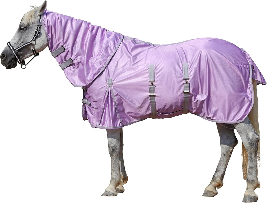 LEAFOREST Horse Fly Sheet with Neck Cover & Belly Band Mesh UV