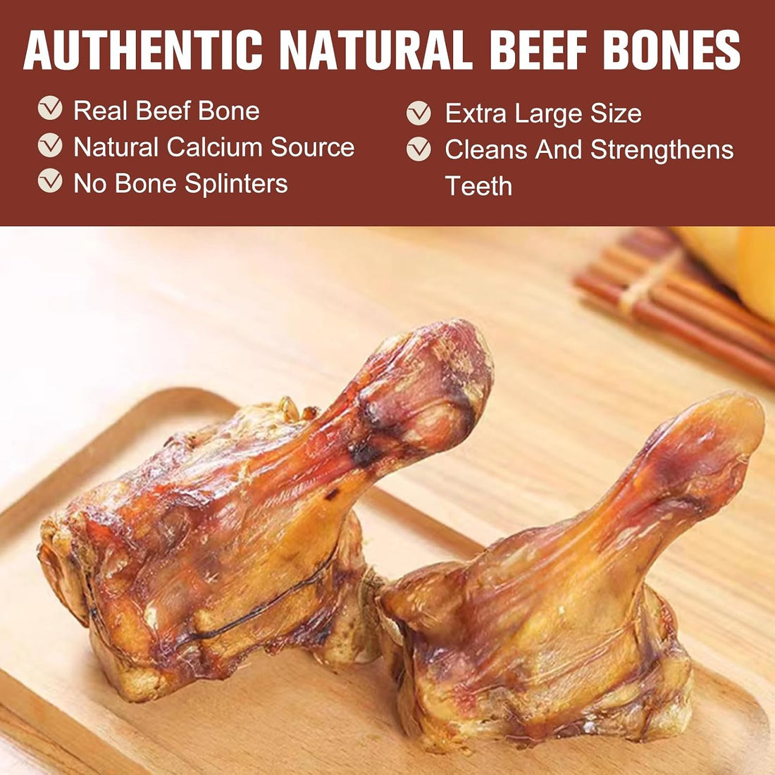 3 PCS Single Ingredient Beef Wrist Bones for Dogs