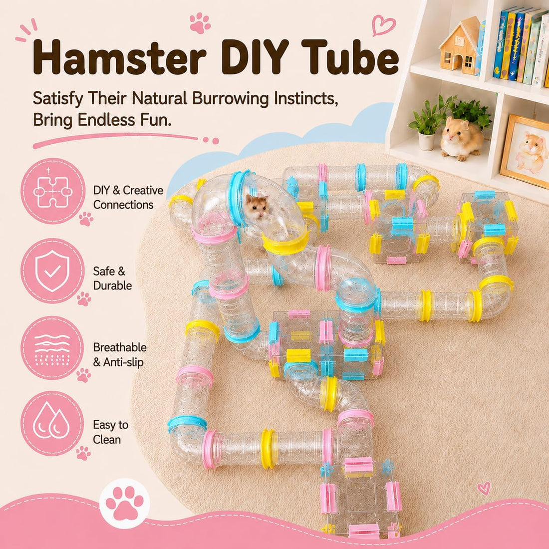 94 Pcs DIY Hamster Tunnel Tube Set