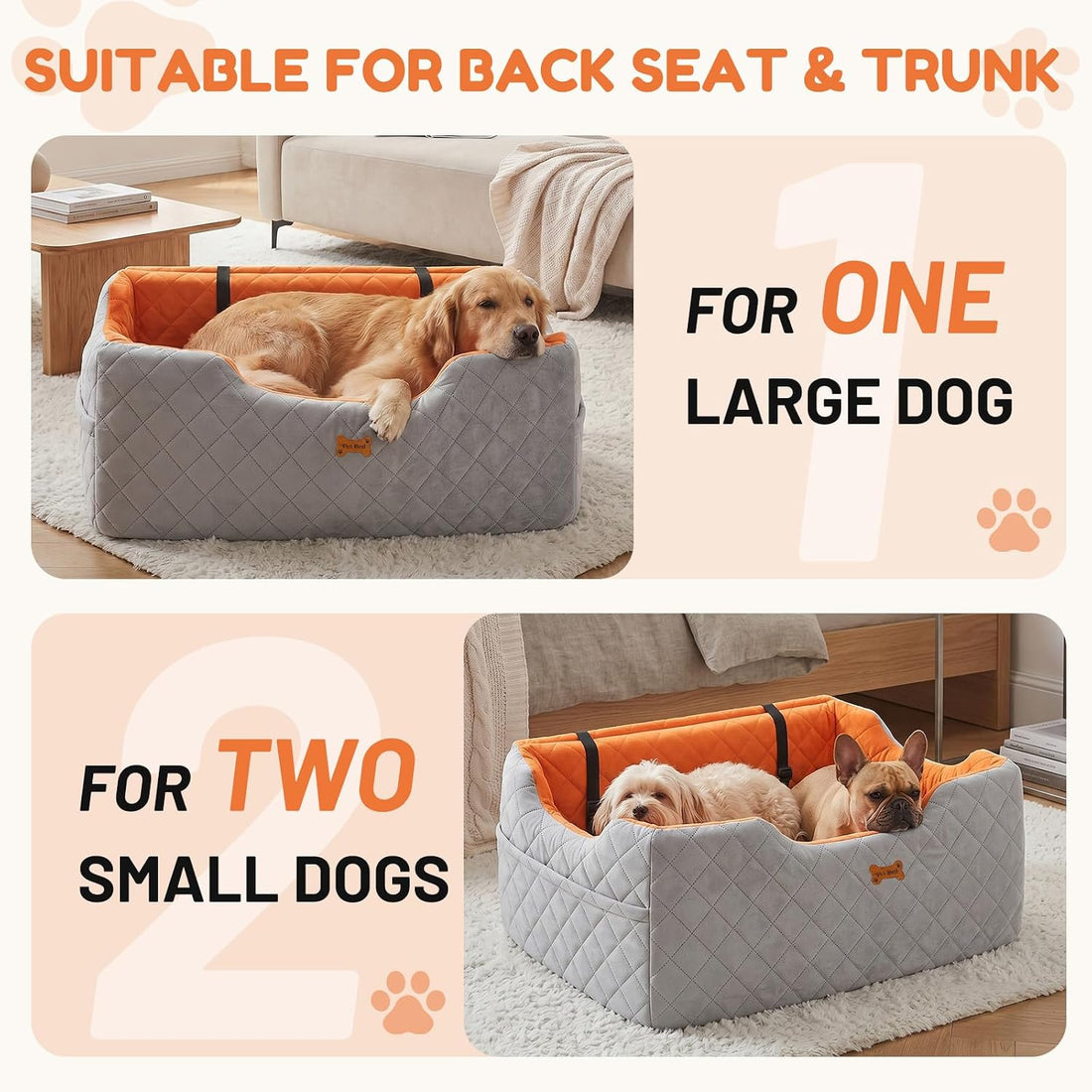 Dog Car Seat for Large Medium Dogs up to 55 lbs, Black