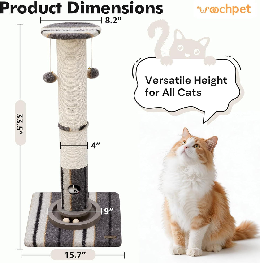Woochpet Cat Scratching Post,Heavy Duty Green Sisal Scratcher