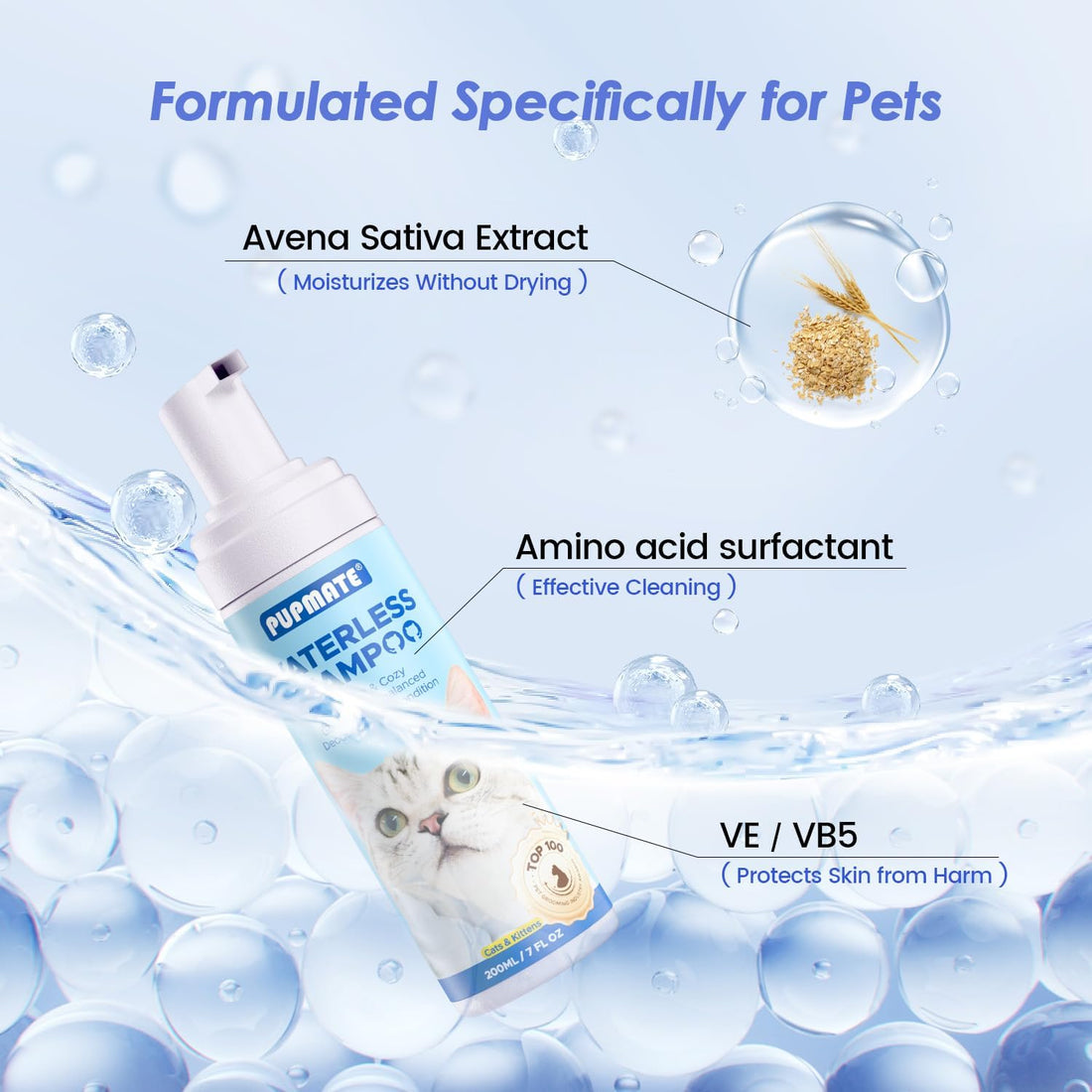 Cat Waterless Shampoo with Brush