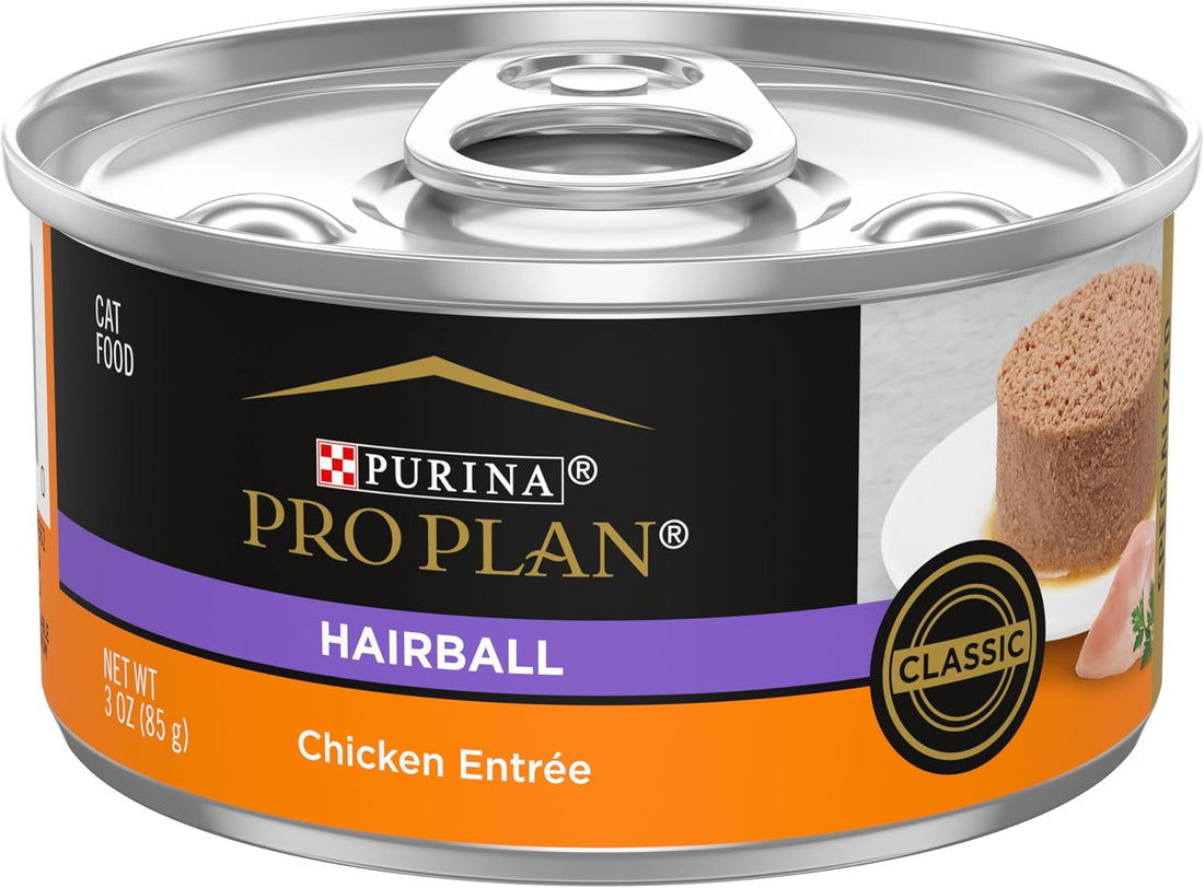 Purina Pro Plan Hairball Control Wet Cat Food Pate, Salmon, (24) 3 oz
