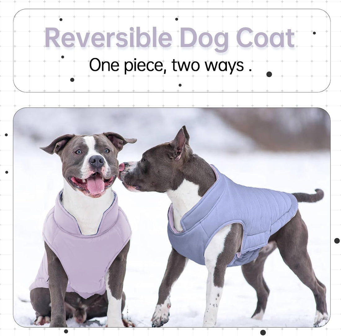 Lelepet Reversible Dog Coat Windproof Dog Jacket Lightweight Puffer