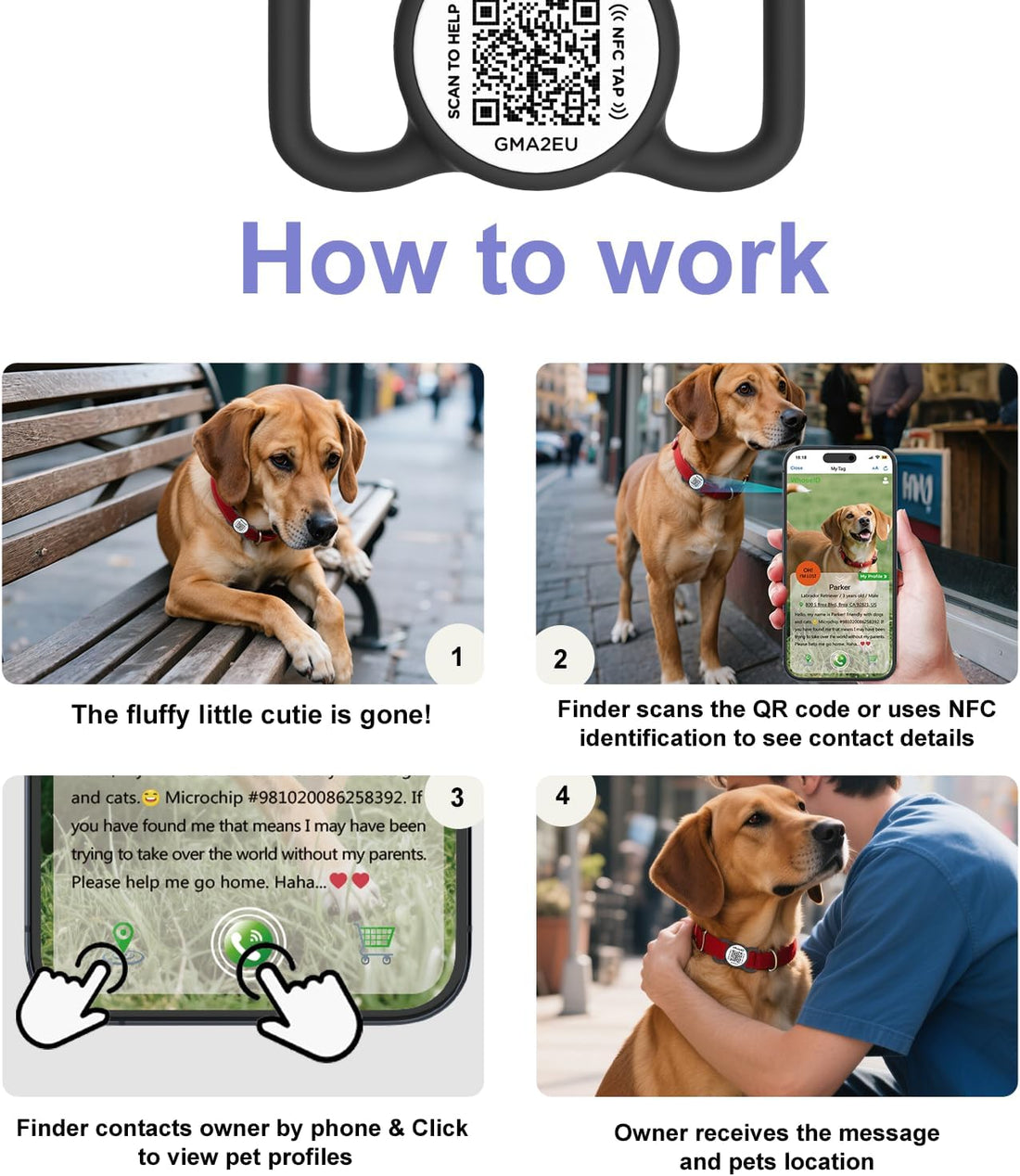 WhoseID QR Code Dog Tag with NFC, Personalized Pet ID Tag