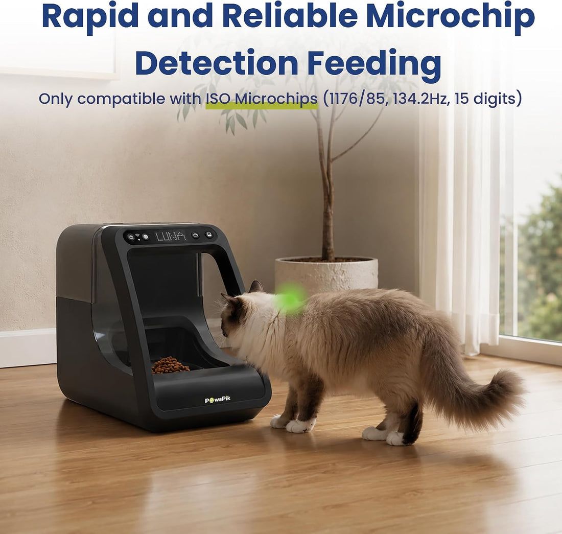 PawsPik Automatic Microchip RFID Cat Feeder, 16-Cup, Black