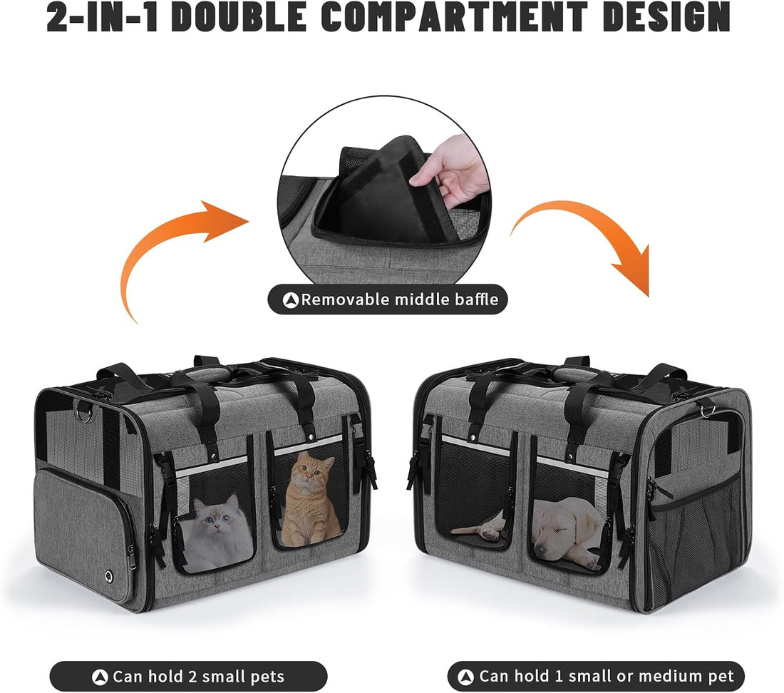 Double Cat Carrier for Two Cats, Foldable