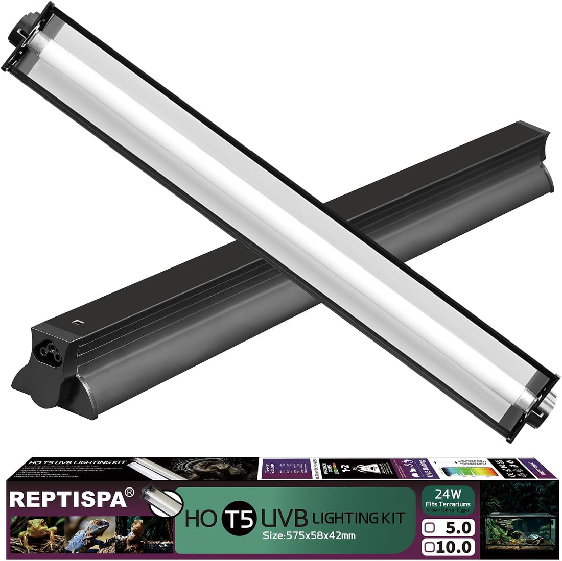 T5 HO UVB Lighting Combo Kit, Reptile Light Fixture, 8W 5.0 UVB