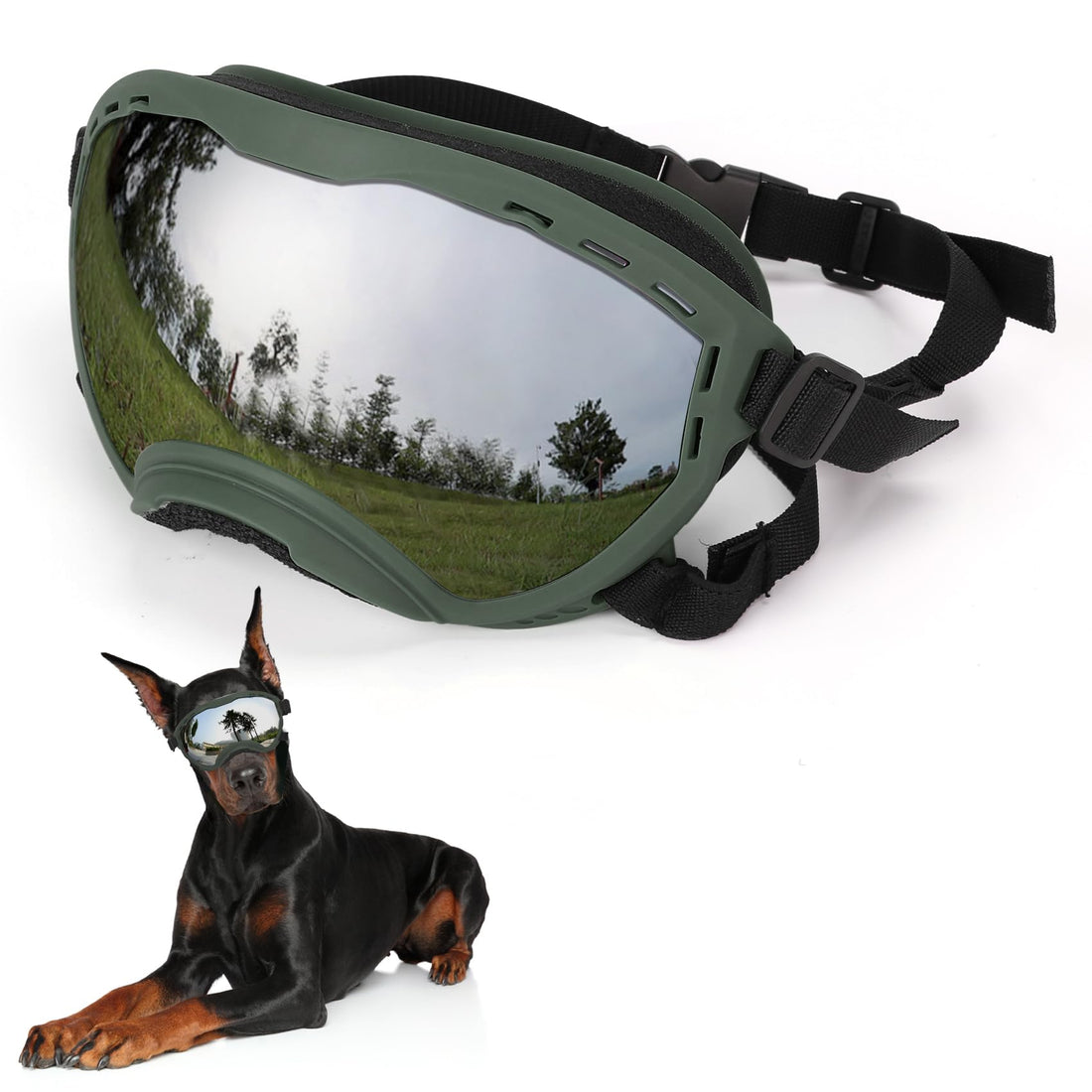 Flantor Dog Goggles for Large Dogs, UV Wind Dust Fog Protection