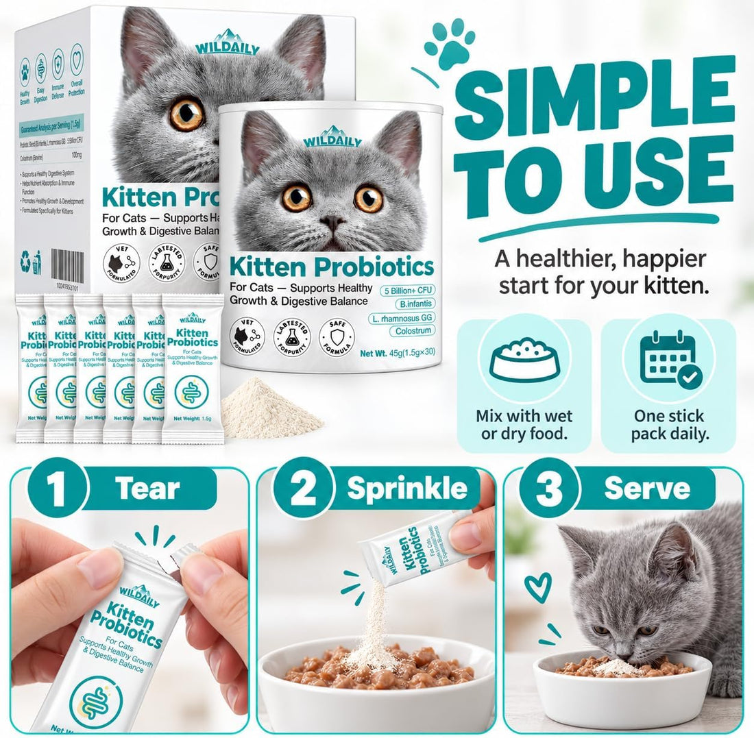Wildaily Cat Probiotics,Veterinary-Formulated Kitten Probiotics