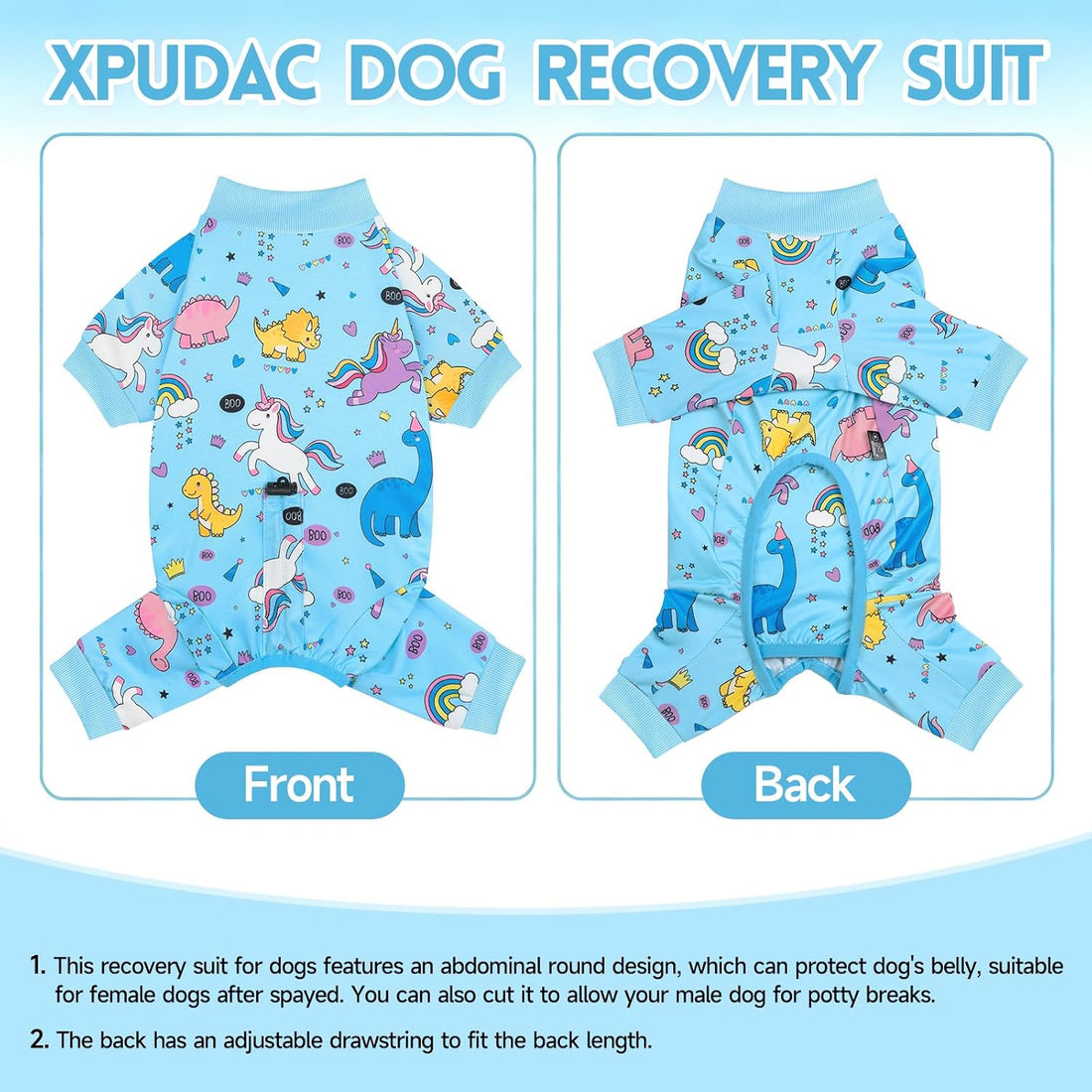 XPUDAC 2 Pack Dog Surgery Recovery Suit
