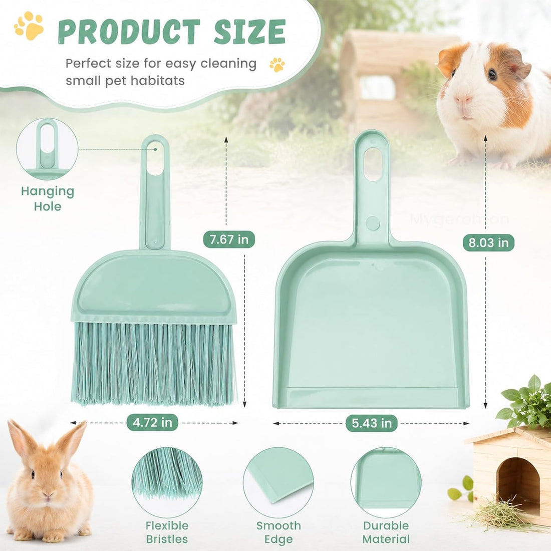 Cage Cleaner for Guinea Pigs Mint Green Mini Dustpan and Brush Set