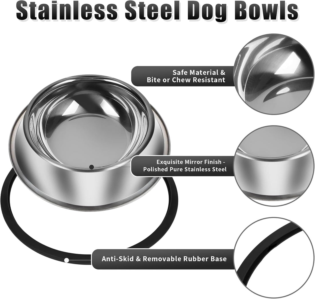 3Pcs Stainless Steel Dog Bowls Set