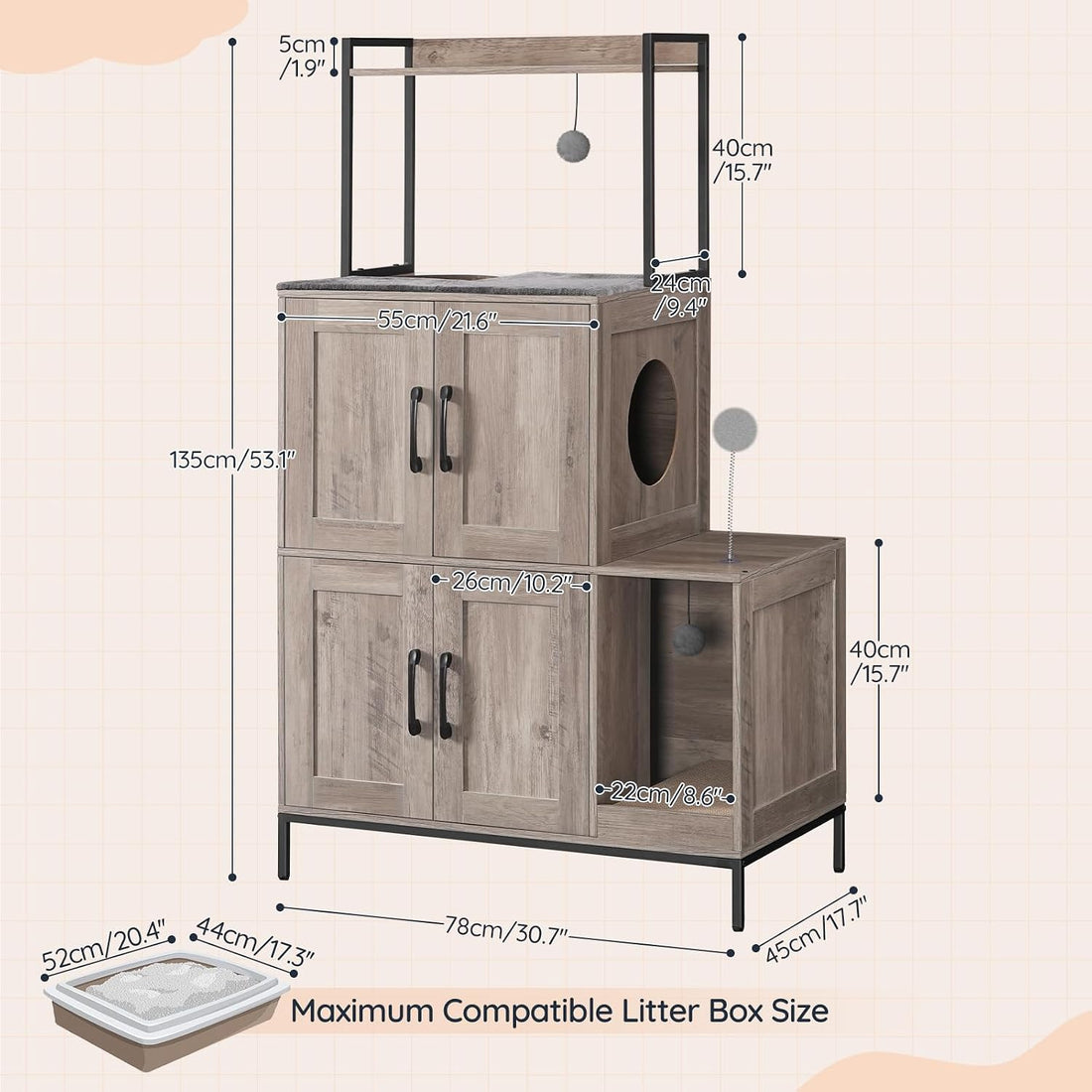 HOOBRO Cat Litter Box Enclosure Furniture