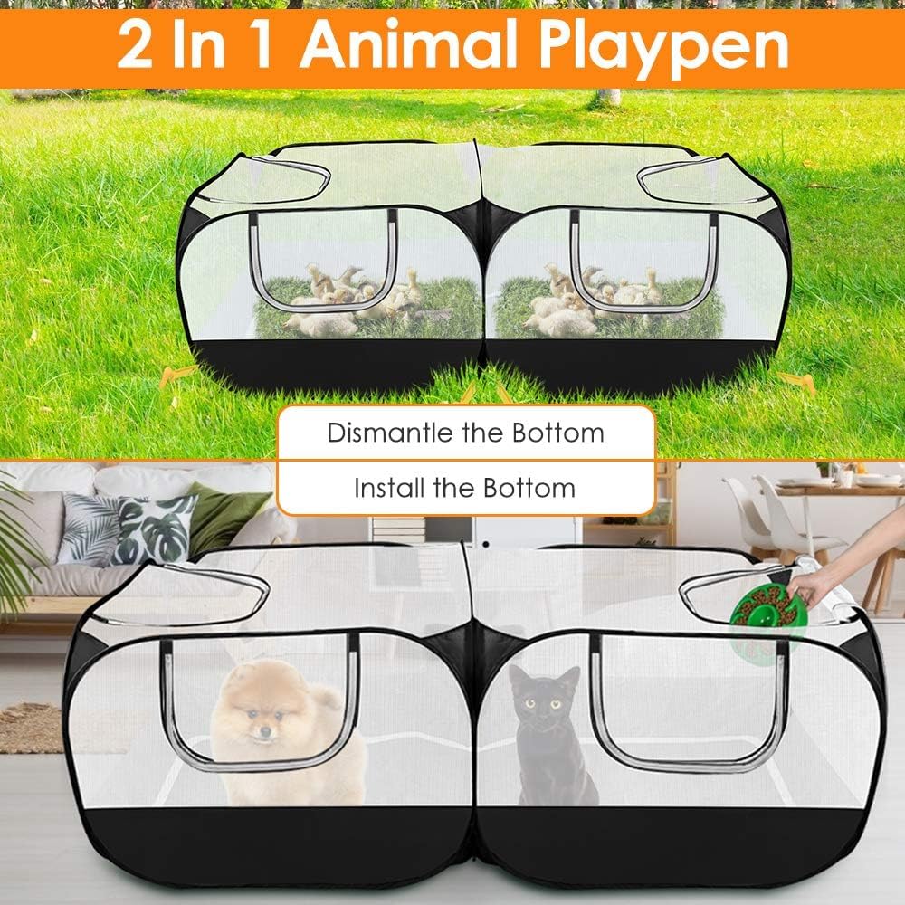 Lukovee Small Animals Playpen, Foldable, Detachable Bottom