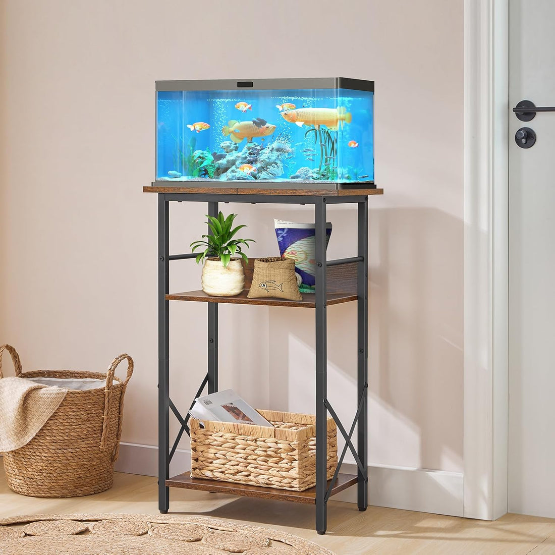 HOOBRO 10 Gallon Aquarium Stand, 3-Tier Fish Tank Stand with Storage