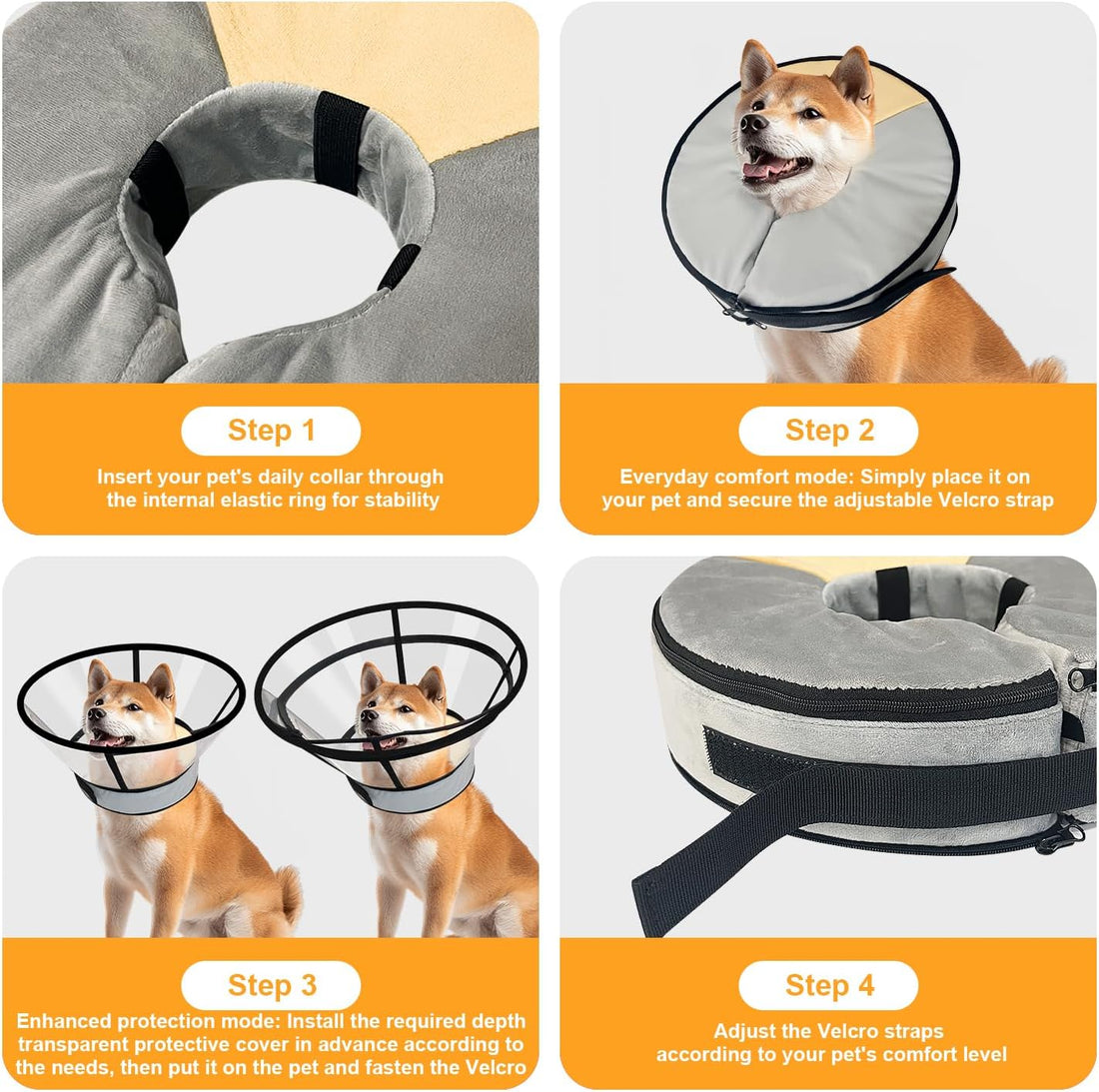 Sponge Core Dog Cone Collar to Stop Licking for Surgery Recovery