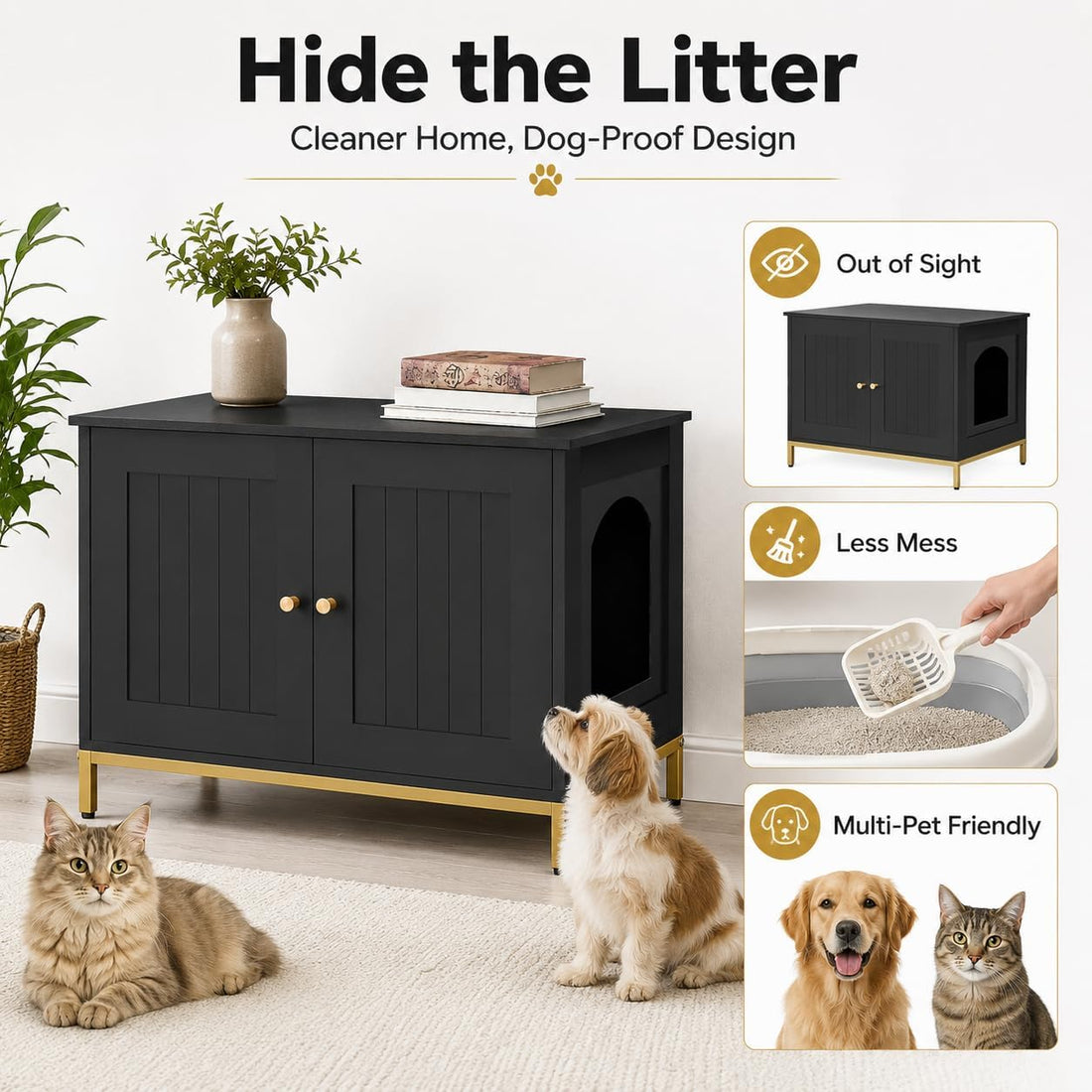 Homhedy Cat Litter Box Enclosure