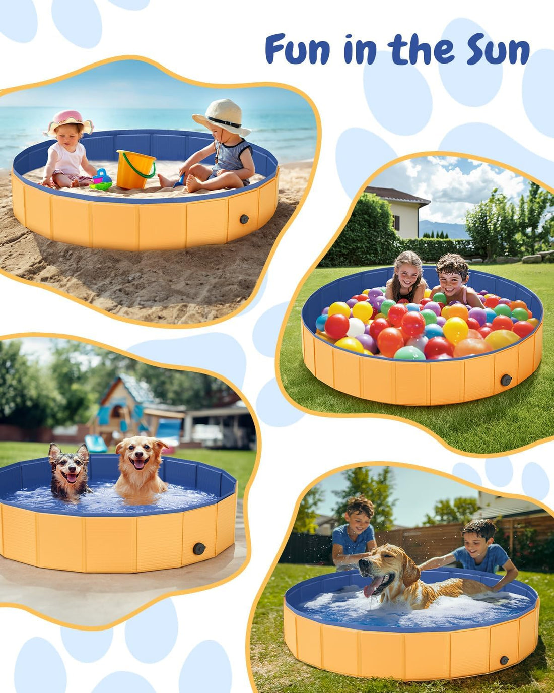 Foldable Dog Pool, 40" Pet Swimming Pool