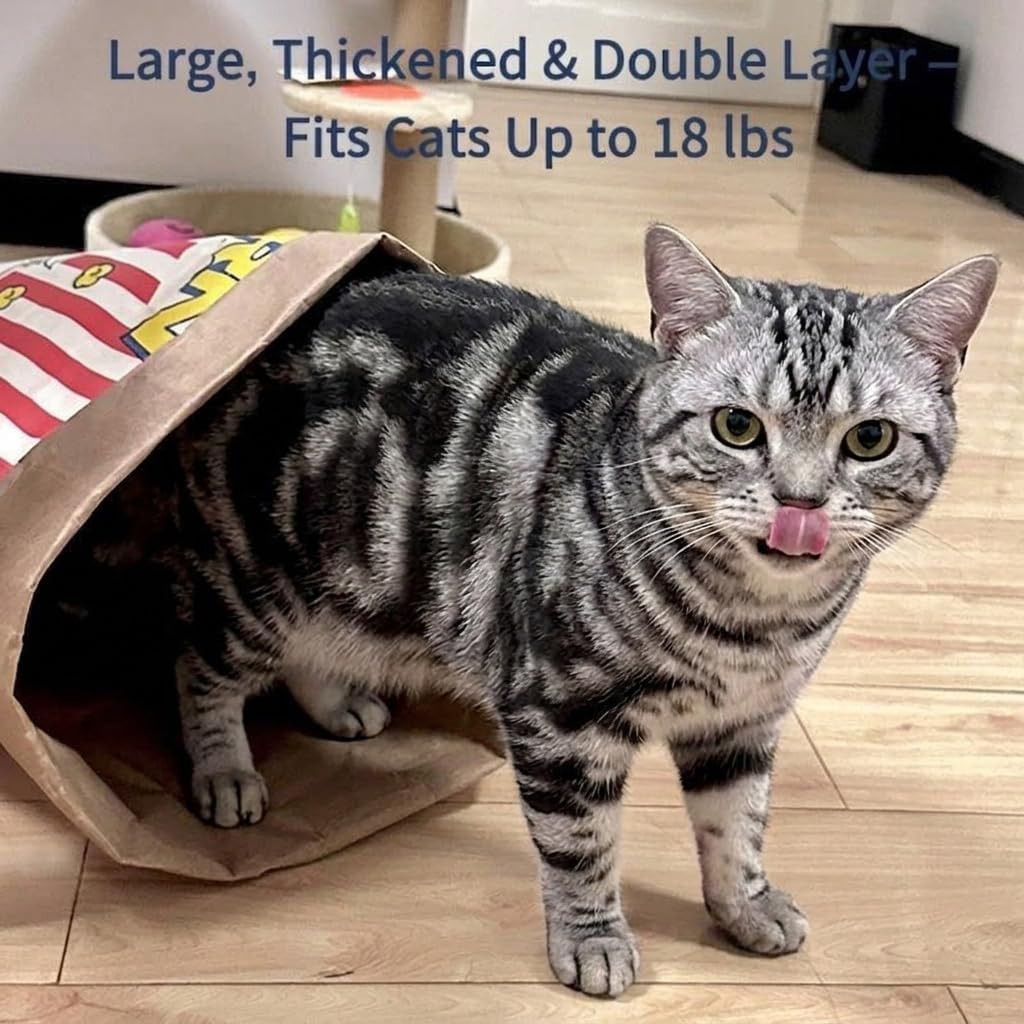 Durable Kraft Paper Cat Tunnel Bag for Indoor Cats & Small Pets